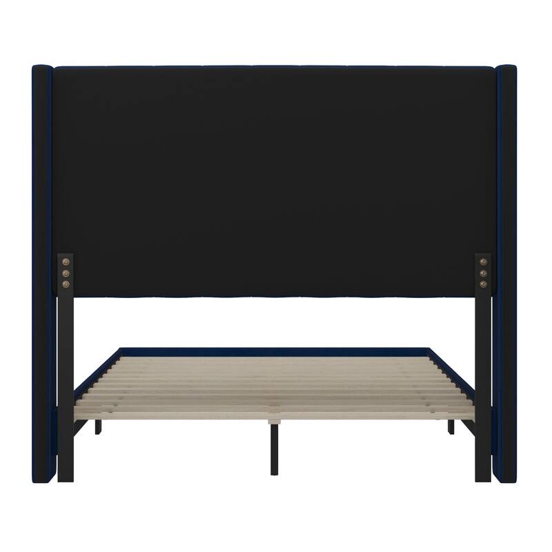 Upholstered Platform Bed with Wingback Headboard