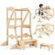 preview thumbnail 1 of 8, Gymax 2 in 1 Toddler Tower w/Removable Safety Bar for Children 3+ Natural