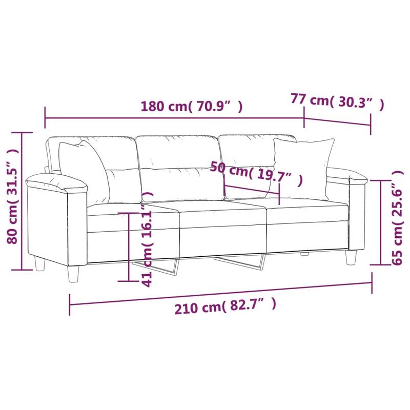 vidaXL Sofa Sectional Modern Couch with Pillows and Cushions Microfiber Fabric