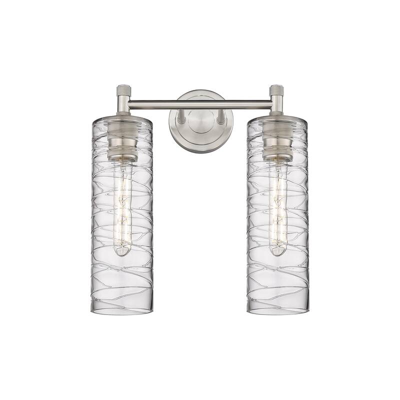 Innovations Lighting Crown Point - 2 Light 12" Wall-Mounted Bath Vanity Light - Deco Swirl/Satin Nickel
