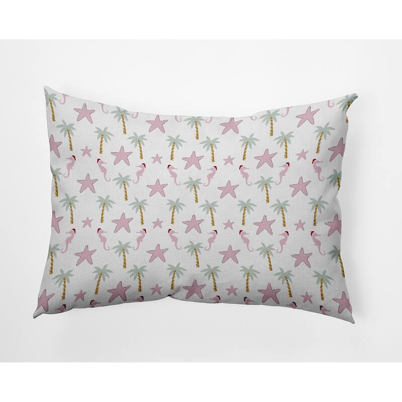 Christmas Beach Pattern Accent Pillow - 14" x 20" - Light Pink