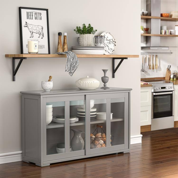 Sideboard Buffet Cupboard Storage Cabinet with Sliding Door - 42" x 13.0" x 24.5" (L x W x H)