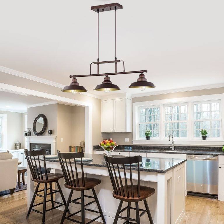 Charleston 3 Light Kitchen Island Cord Hanging Pendant - Oil Rubbed Bronze
