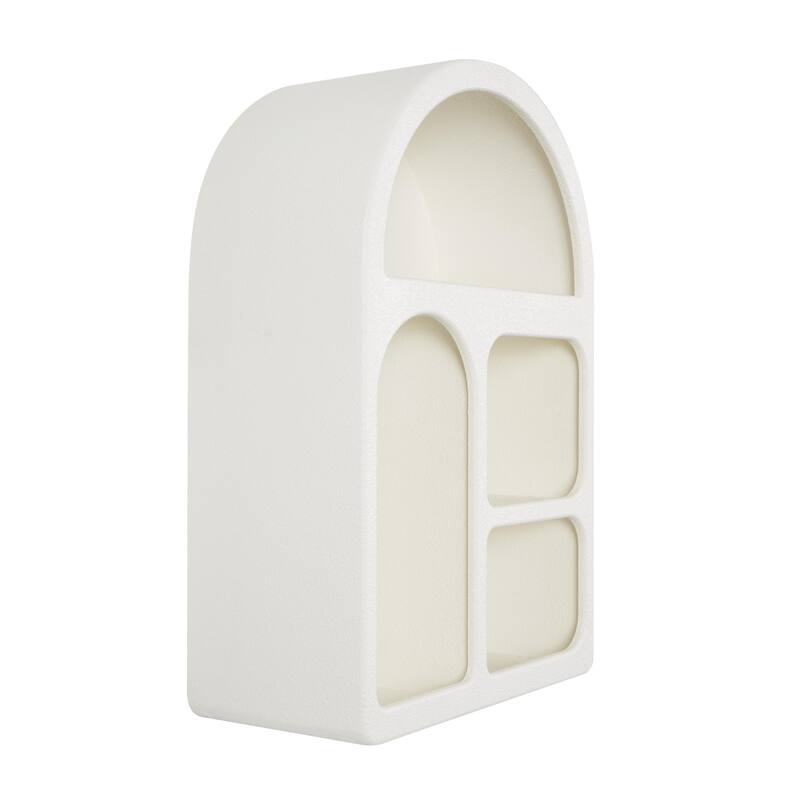 Wooden Geometric Arched 4 Shelf Room Wall Shelf with Varying Block Shapes - Cream or Black - Roche River Decor