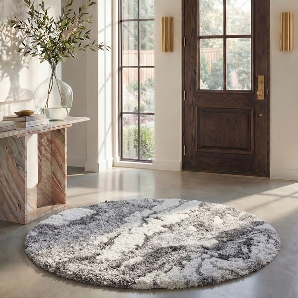 SAFAVIEH Horizon Shag Mukades Abstract 2.5-inch Thick Rug - On