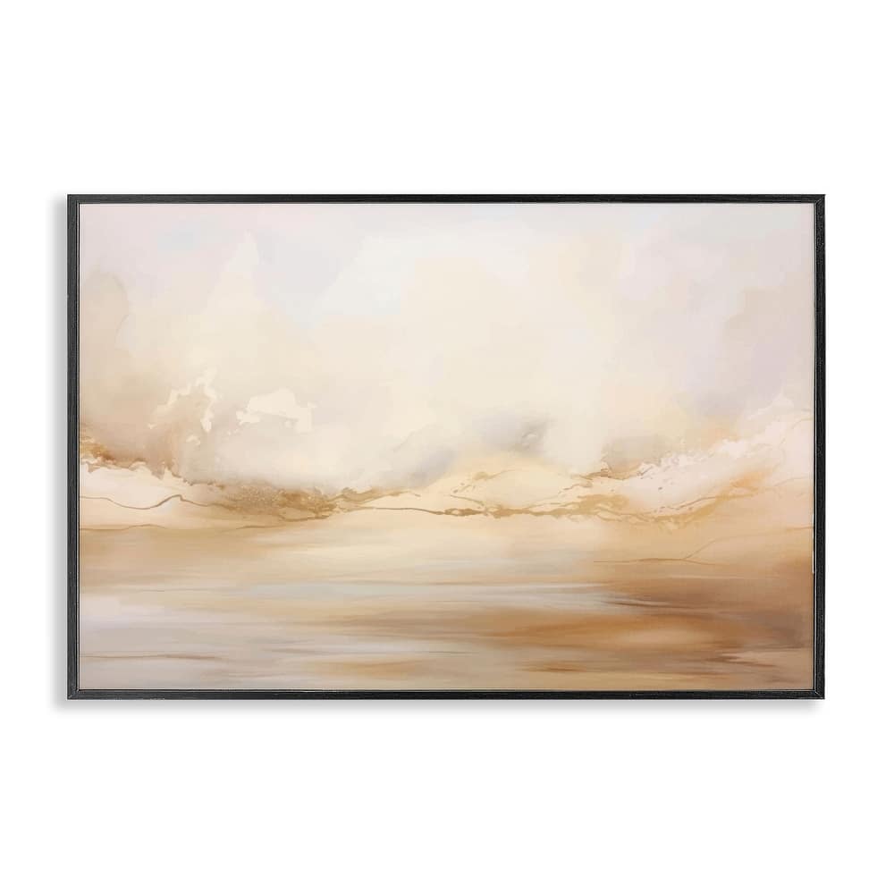 Stupell Neutral Abstract Horizon Line Framed Giclee Art Design By LSR Creative Studio