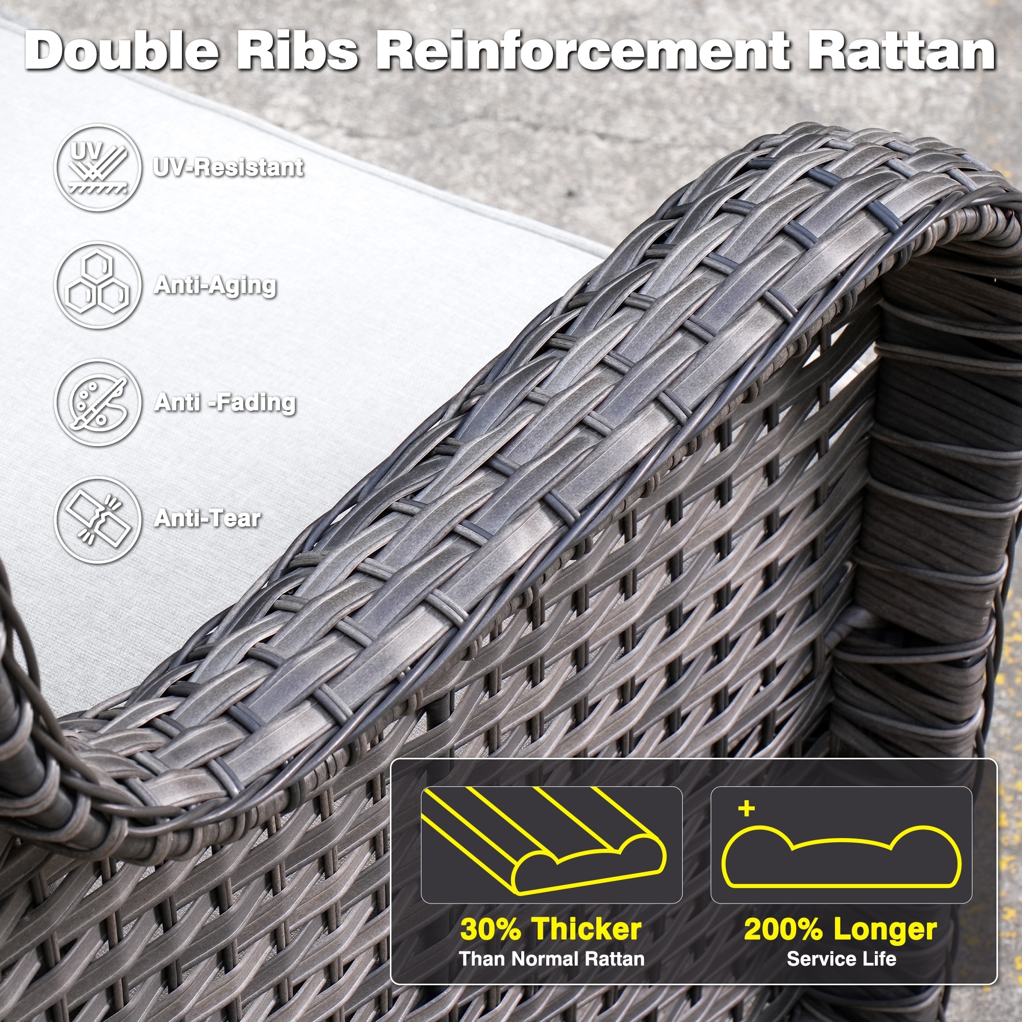 OVIOS 3-piece Patio Wicker Swivel Chair Set-image