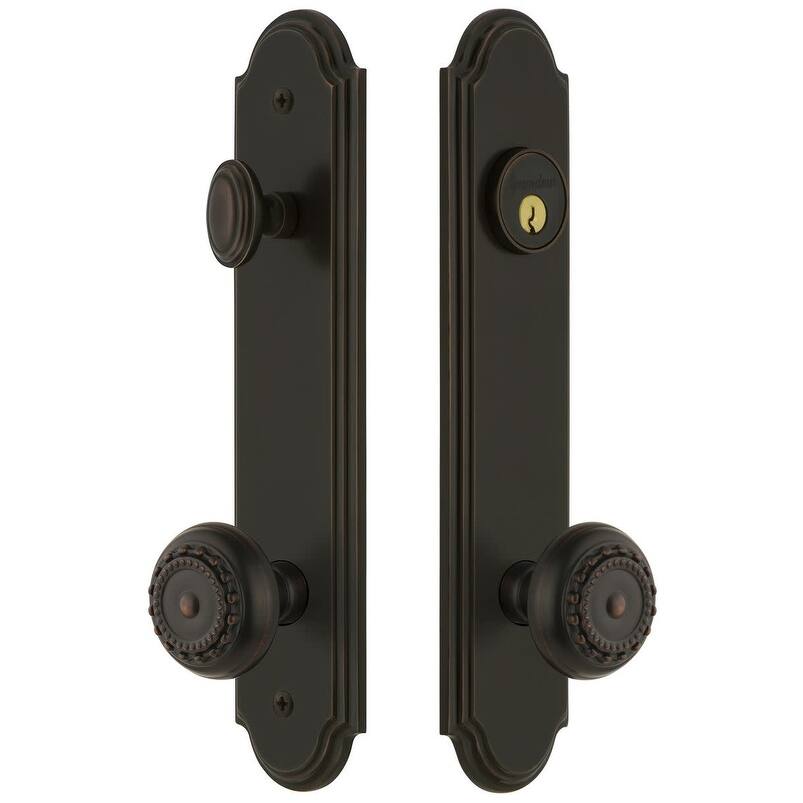 Grandeur Arc Solid Brass Tall Plate Single Cylinder Keyed Entry Set