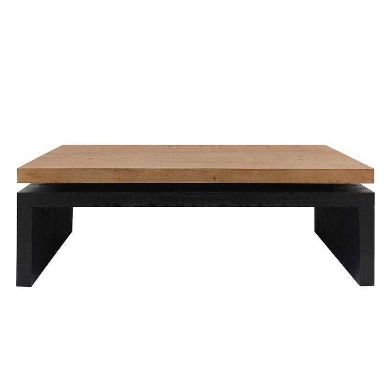 Modern Industrial Coffee Table 2 Color Wood Center Table with Floating Top Design, for Living Room Lounge Office