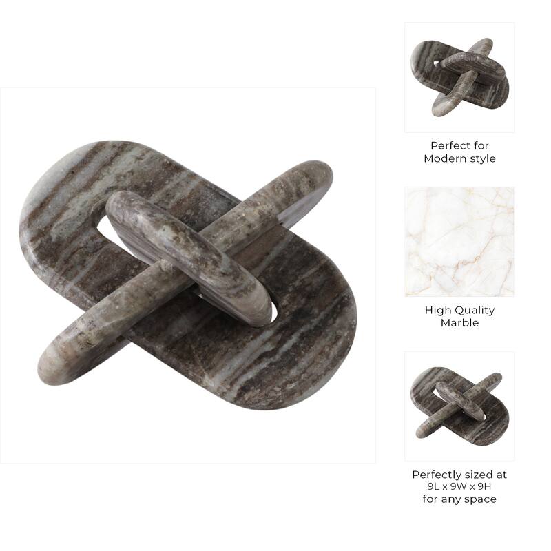 Stone and Marble Decorative Object with Rounded Interlocking Design - 9" x 9" x 9"