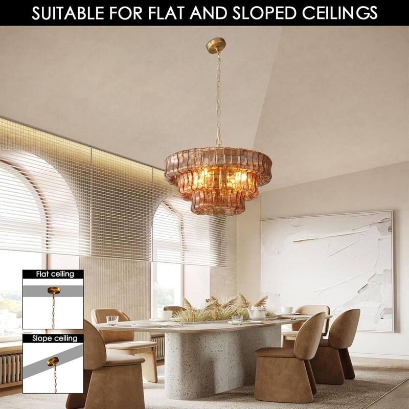 KAYLA 36 in. 6-Lights Gold Crystal Drum Chandelier