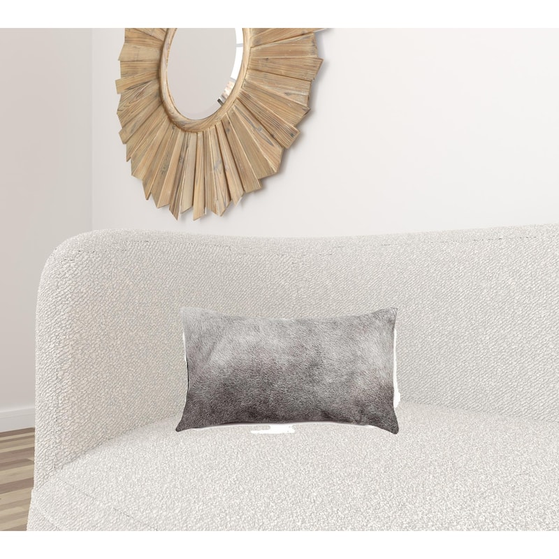12" X 20" Gray Cowhide Pillow - Gray