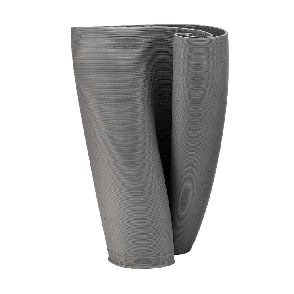 3D Printed Ceramic Twisted Vase - 10.5" - Charcoal Gray