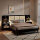 preview thumbnail 23 of 28, Queen Size Rattan and Wood Platform Bed Frame with 2 Nightstands and Lamps