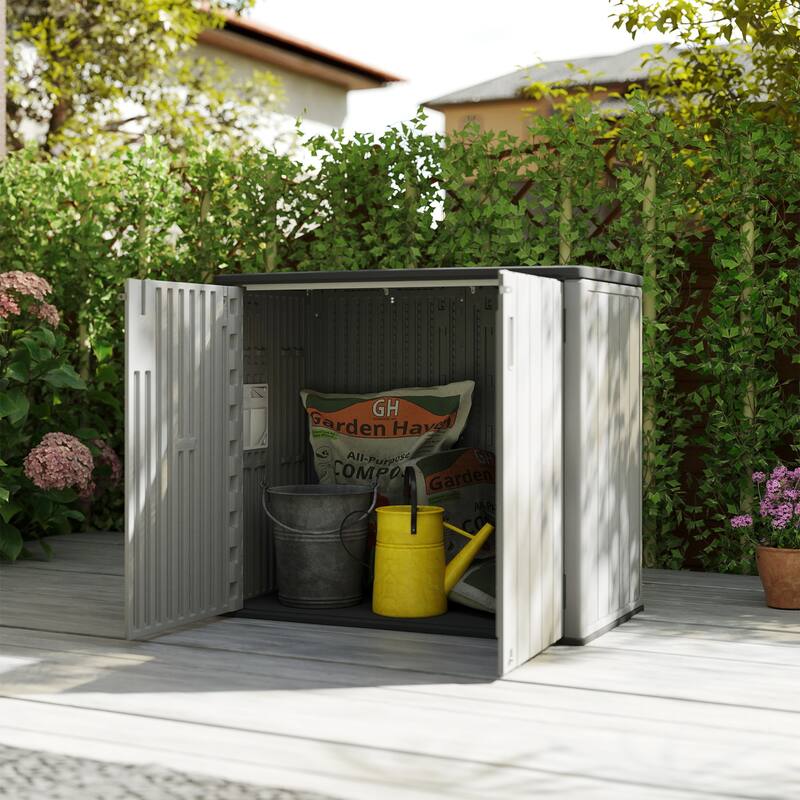 45-880 Gal. Outdoor Resin Deck Box Storage Shed for Garden,Patios,Backyards,Tools