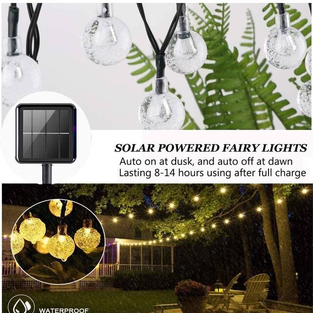 Solar Powered String Lights Outdoor, 50 LEDs - Standard