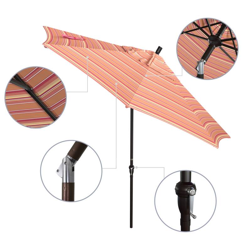 California Umbrella 9' Sunset Series Patio Umbrella Bronze Aluminum Frame and Ribs, Crank Lift Auto Tilt, Sunbrella Cilantro