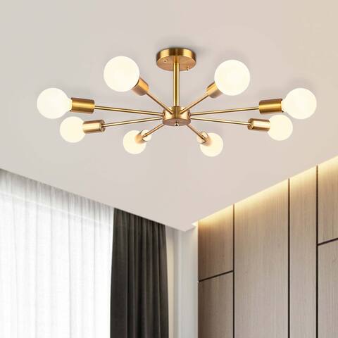 Modern Vintage Glam Metal Sputnik Semi - Flush Mount Ceiling Light