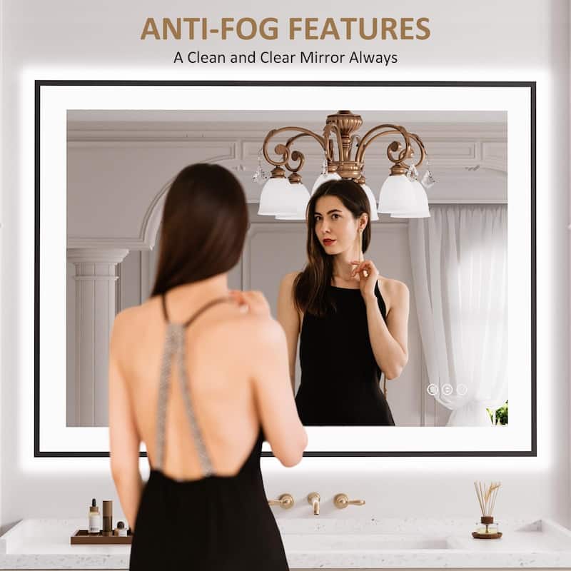 40x30 Inch Frameless LED Bathroom Mirror,Smart Mirror - White