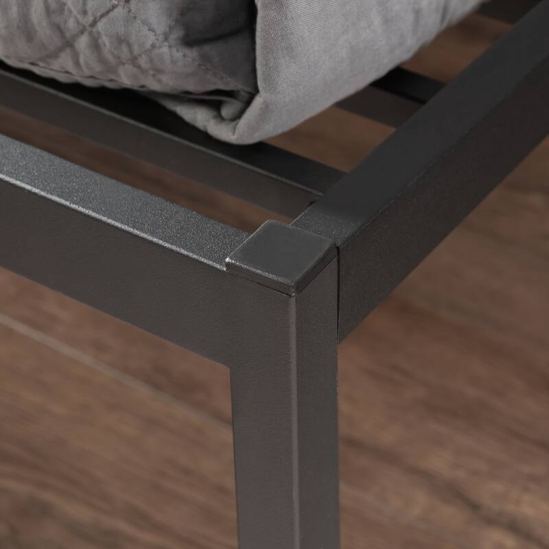 Modern Queen Bed Frame with Headboard, Black Finish