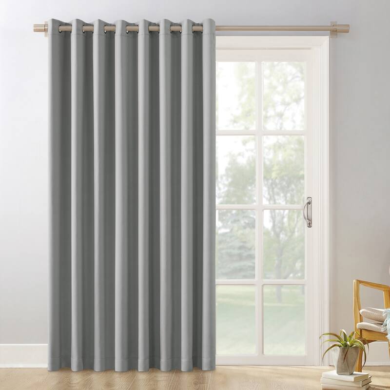 Sun Zero Hayden Patio Extra-Wide Blackout Grommet Sliding Patio Door Curtain Panel, Single Panel - 100 X 84 - Silver Gray