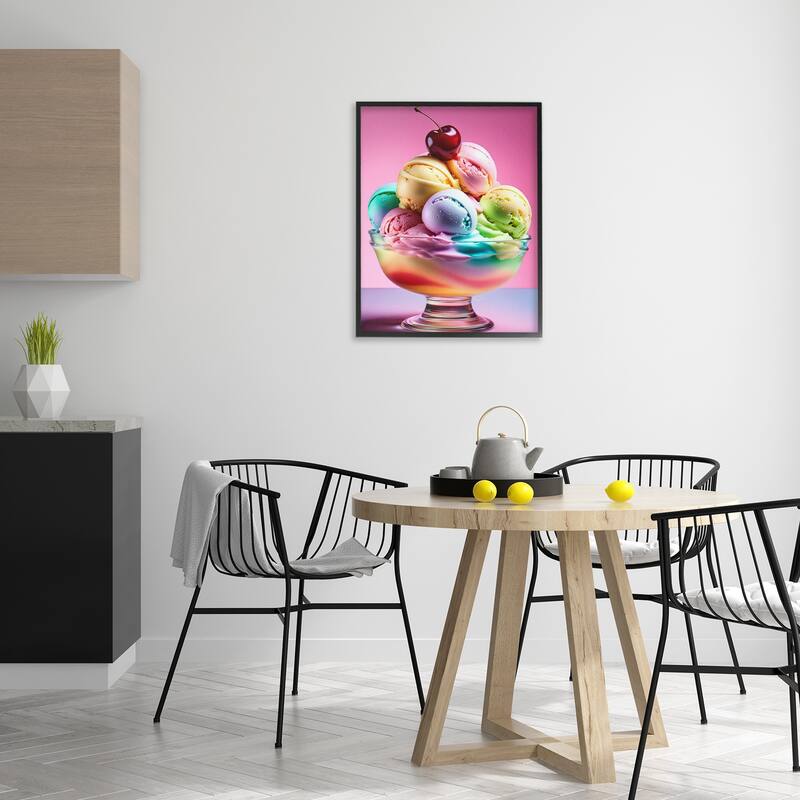 Stupell Rainbow Hued Sundae Dessert Framed Giclee Art Design By Tabz Jones