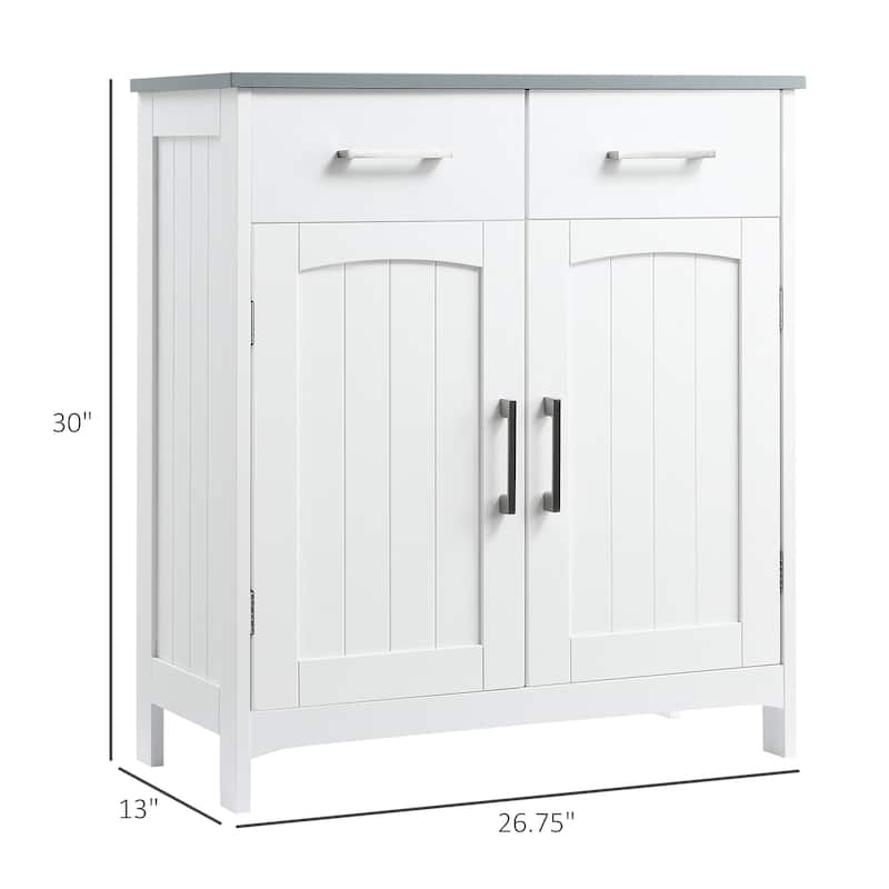 White MDF Bathroom Storage Cabinet with Drawers and Adjustable Shelves for Home - 26.75" L x 13" W x 30" H