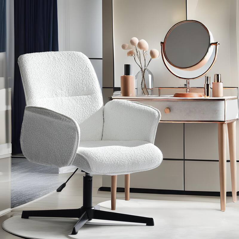 Homylin Boucle Modern Swivel & Adjustable Leisure Chair Adjustable Height Wide Seat Home Office Armchair