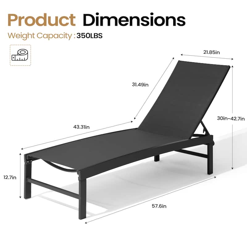 Outdoor Patio Adjustable Chaise Lounge Chairs