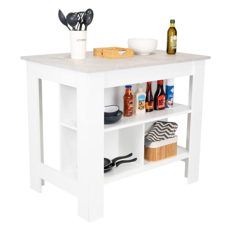 FM Furniture Brooklyn Kitchen Island with Open Storage