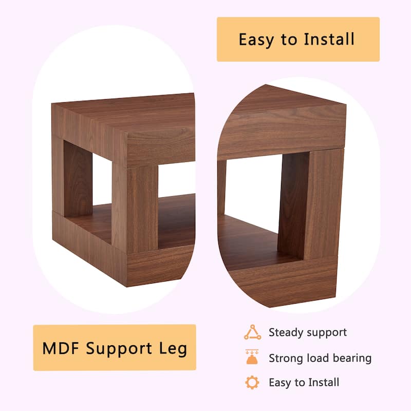 Modern 2-Tier Coffee Table, Rectangular Center Table with Open Storage Shelf, Stable and Durable, Easy Assembly