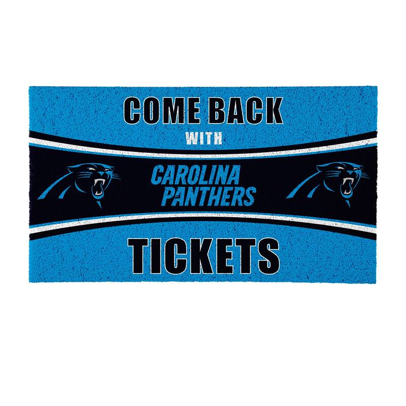 Carolina Panthers 28 in. x 16 in. PVC Come Back With Tickets Trapper Door Mat