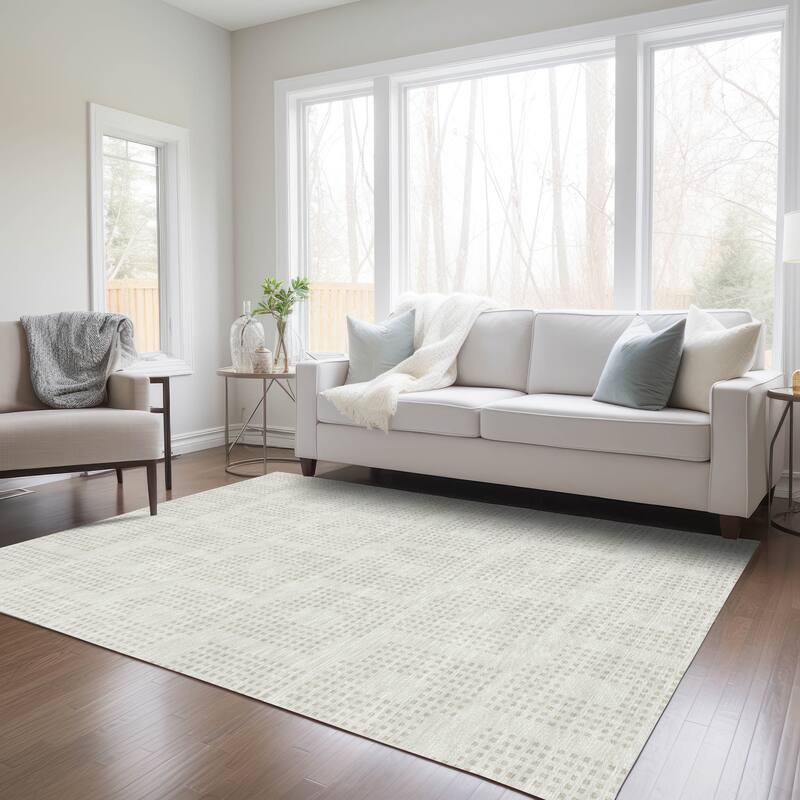 Machine Washable Indoor/ Outdoor Chantille Modern Houndstooth Rug