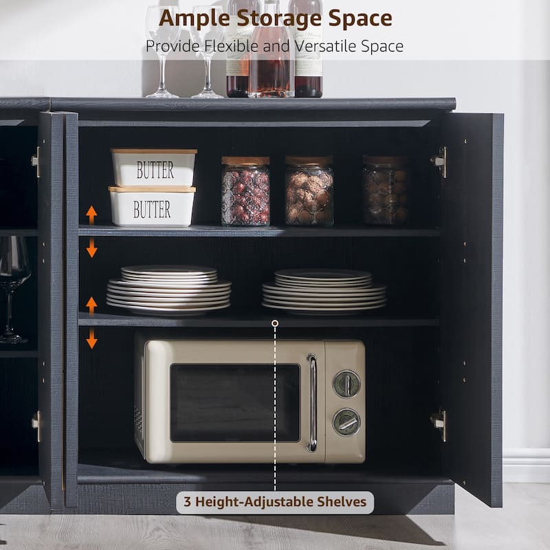 Buffet Cabinet with Arched Doors, Wood Sideboard with Adjustable Shelf