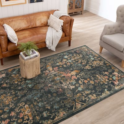 Mohawk Home Isola Bella Gray Distressed Floral Medallion Area Rug