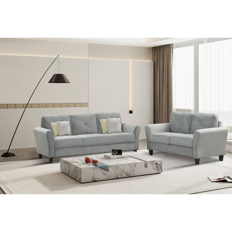 74.9" Polyester 3-seater Sofa With Solid Wood Frame and High Elastic Sponges Cushion for Living Room