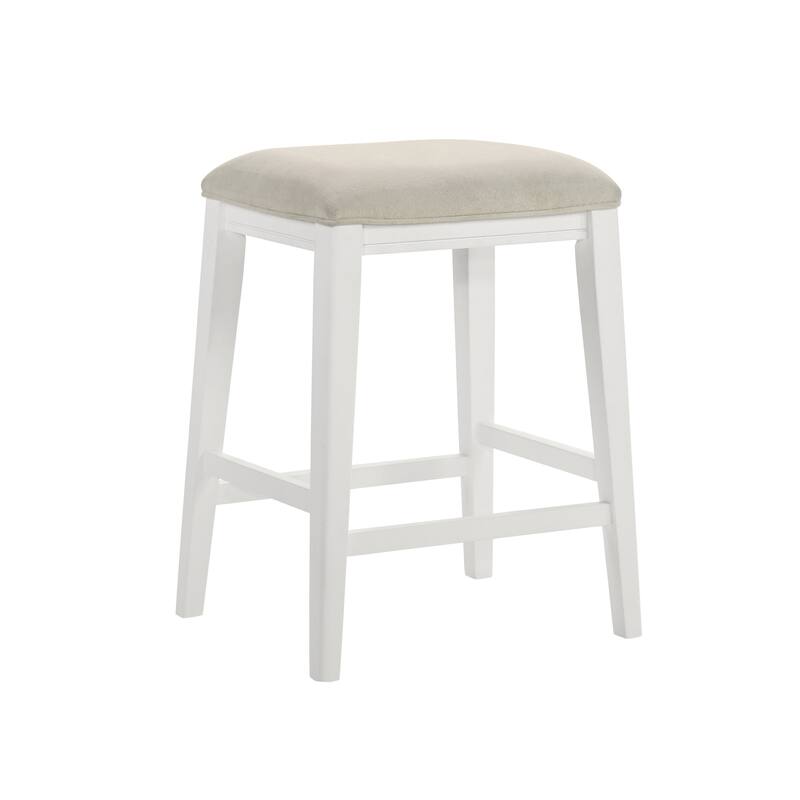 Jane Contemporary Transitional Backless Wood Counter Height Kitchen Bar Stool with Fabric Upholstered Seat