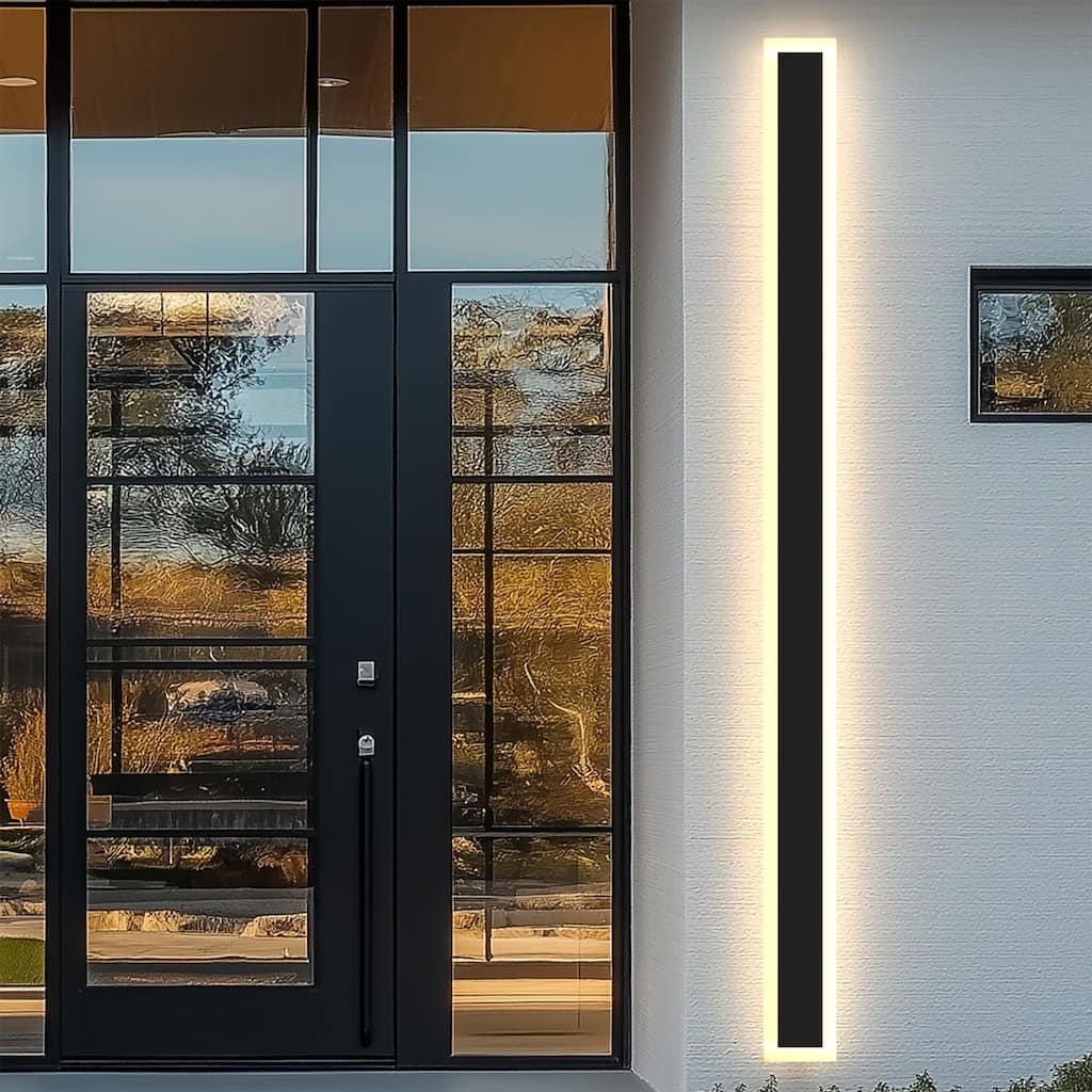 YANSUN Outdoor LED Wall Light, Long Rectangular Shape, 3000K to 6000K Adjustable Light Black Finish for Modern Outdoor Décor