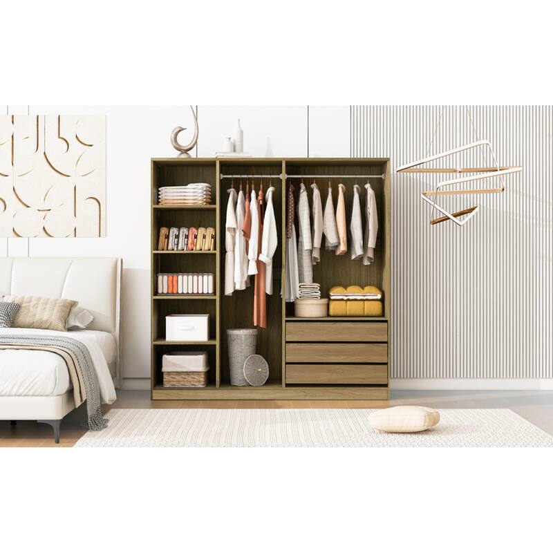 Roomfitters Open Wardrobe Closet System, Freestanding Armoire and Large Storage Organizer with Hanging Rails