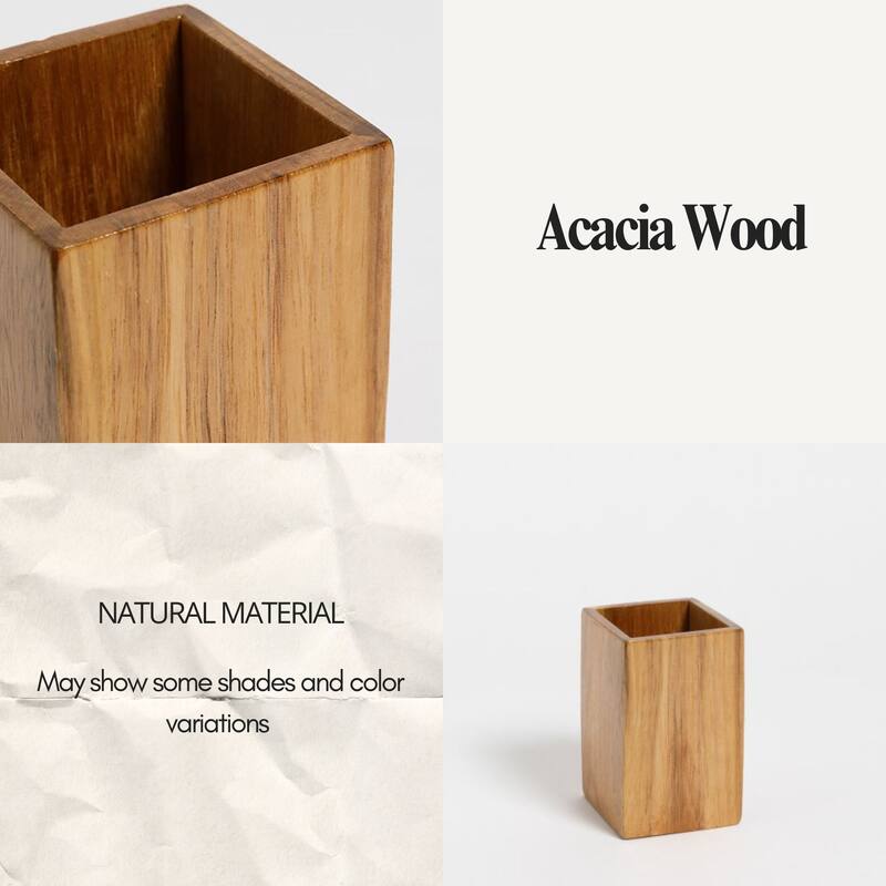 Acacia Wood Bathroom Accessory Set Collection