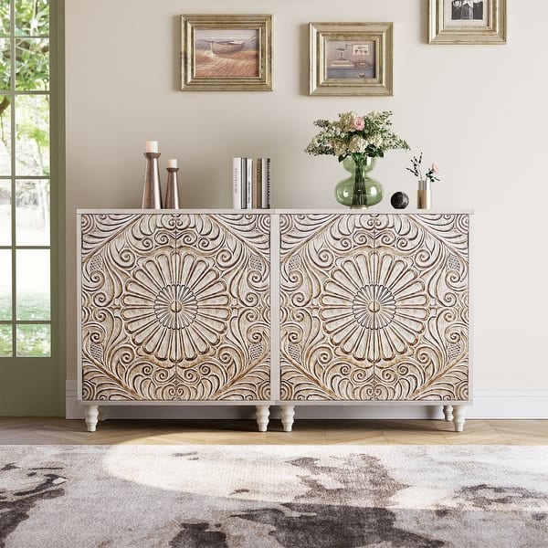 COSIEST Solid Wood Buffets and Sideboards Storage Cabinet On