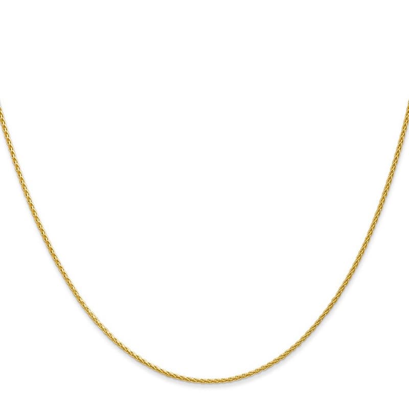 Curata Women's 14k Yellow Gold 1.2mm Round Wheat Chain Anklet- 10 Inch