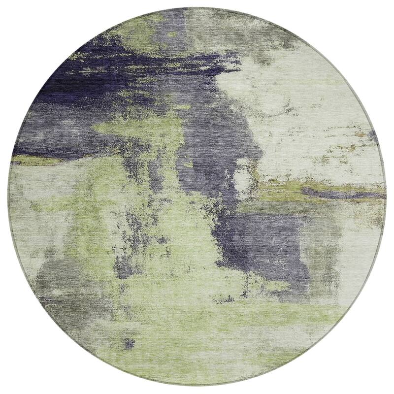 Machine Washable Indoor/ Outdoor Contemporary Abstract Chantille Rug