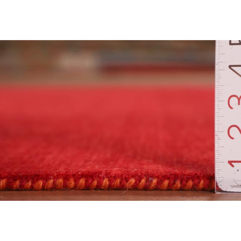 Striped Red Gabbeh Oriental Area Rug Handmade Wool Carpet - 5'8"x 7'11"