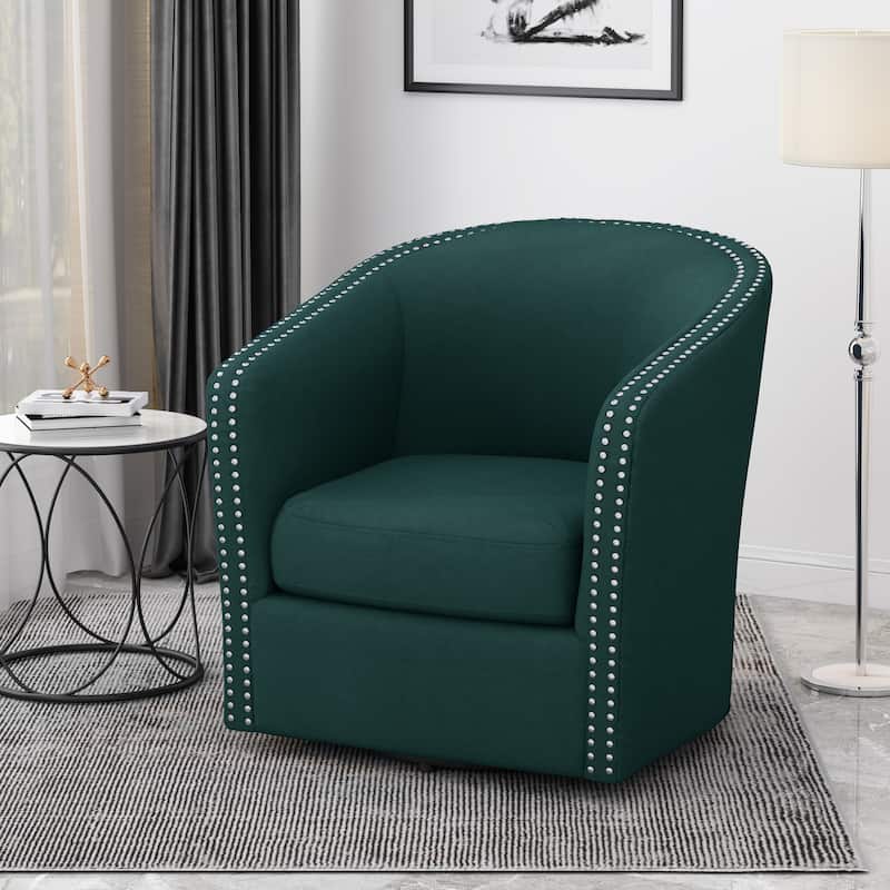 Green 31.25" Upholstered Swivel Club Chair
