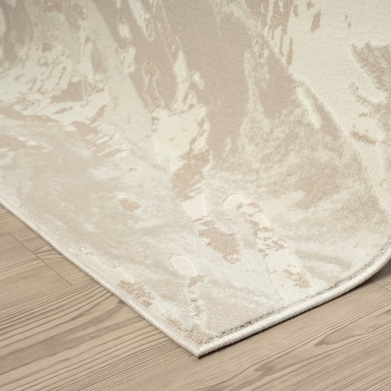 Abani Rugs TER110A Cream Beige Abstract Wavy Area Rug