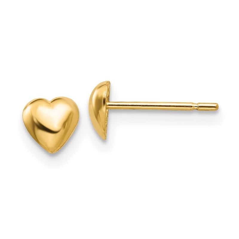 Curata 14k Yellow Gold Polished 5mm Love Heart Post Earrings