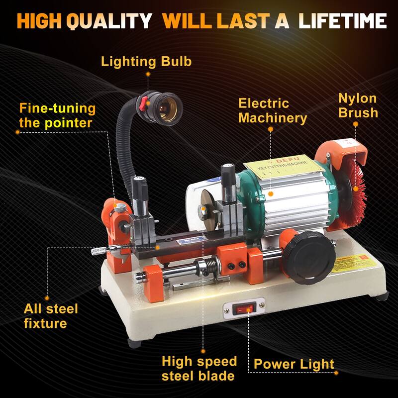 DoCred Key Cutting Machine, Professional Key Duplicator with Brush