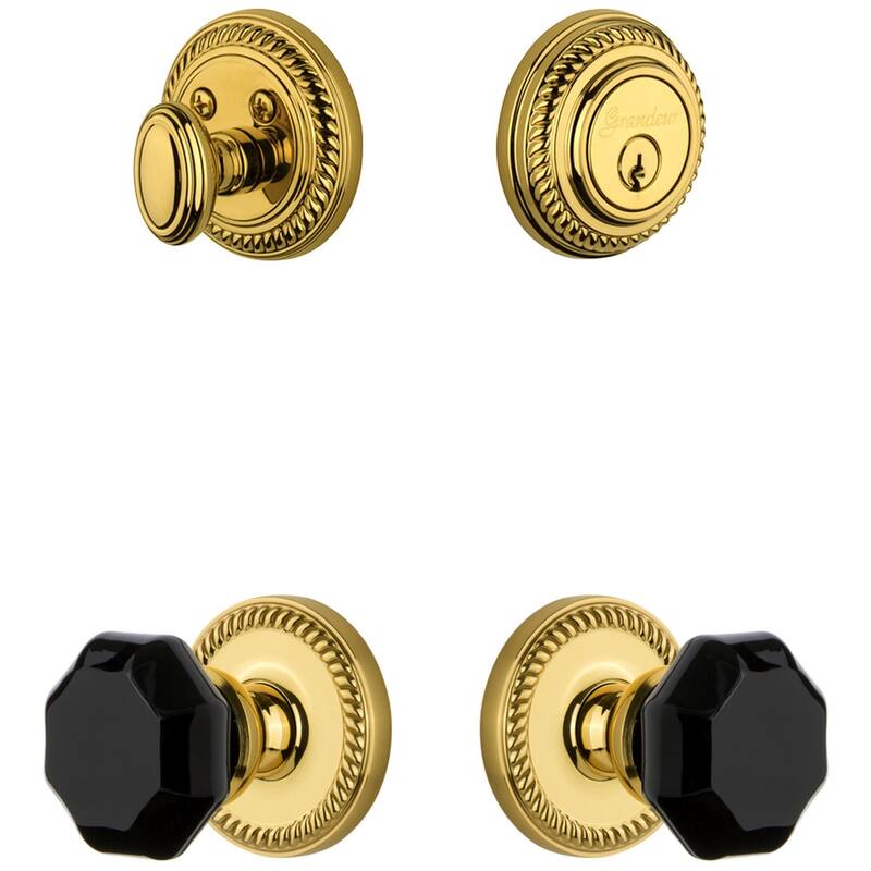 Grandeur Newport Solid Brass Rose Single Cylinder Keyed Entry Deadbolt - Lifetime Brass