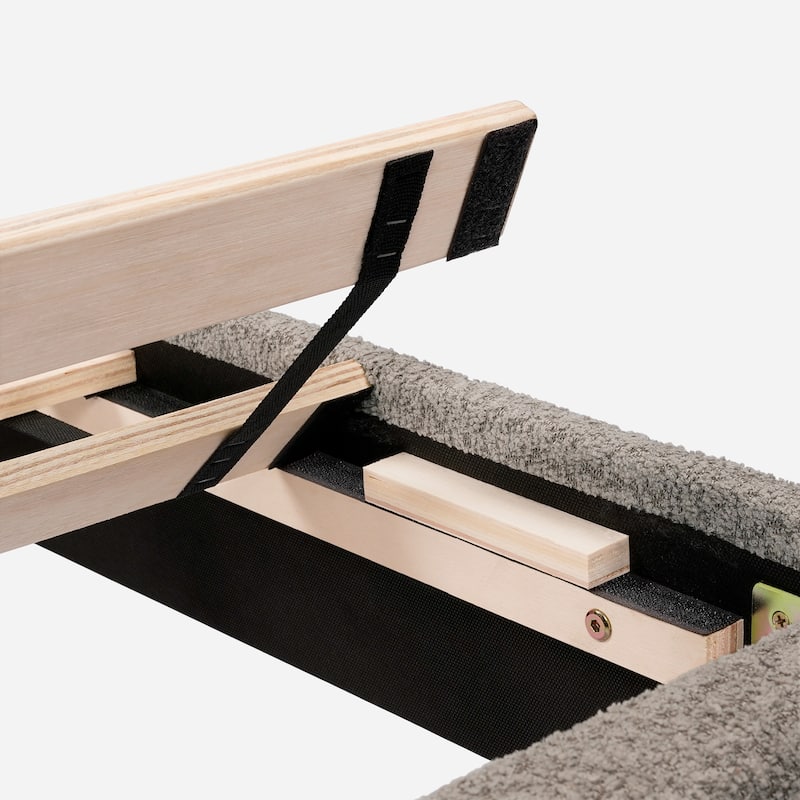 GDFStudio - Alice Upholstered Boucle Platform Bed with Headboard